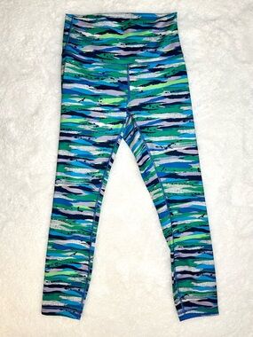 LULULEMON Wunder Under Striped Midi Legging • Blue Green Purple • Women Size 6 •
